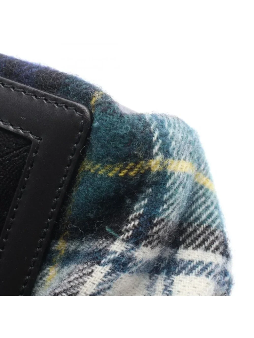 Balenciaga Tote Bag Navy Cabas S Check Black Plaid Wool Leather
